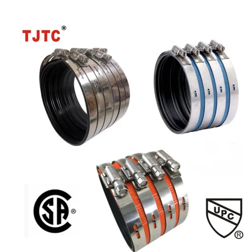 TJTC Heavy Duty UPC Certified No-Hub Rubber Lined Couplings Clamp (4).jpg