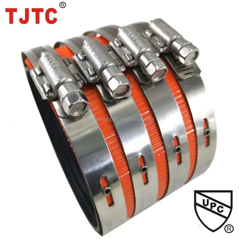 TJTC Heavy Duty UPC Certified No-Hub Rubber Lined Couplings Clamp (3).jpg