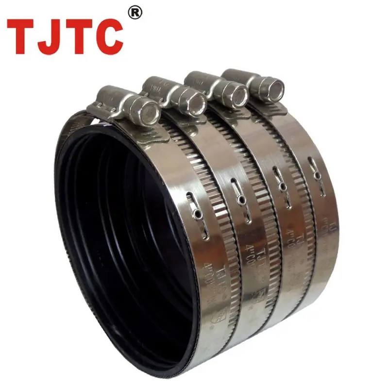 TJTC Heavy Duty UPC Certified No-Hub Rubber Lined Couplings Clamp